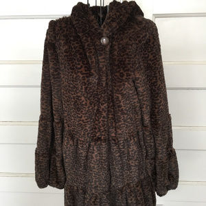 DENNIS BASSO FAUX SHEARED MINK COAT XS